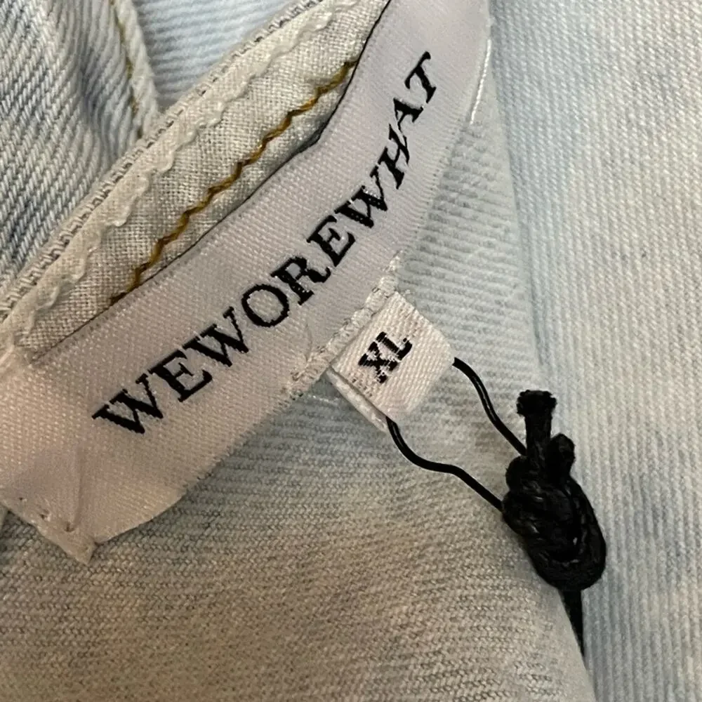 WeWoreWhat Indigo Comfort Cut Out Mini Denim‎ Skirt XL NWT